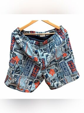 Hobie Men’s size M Blue & Orange Printed Board Shorts
